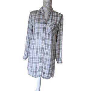 Cloth & Stone Casual plaid Black Gray White Button down Shirt or Dress size XS